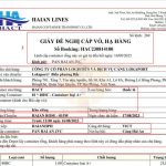 BOOKING NOTE CỦA HÃNG TÀU HẢI AN